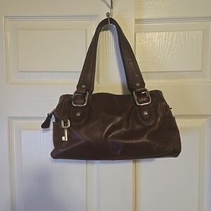 Fossil Brown Barrel Style Satchel Shoulder Bag